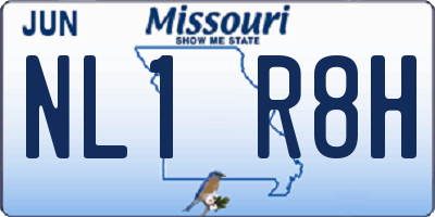 MO license plate NL1R8H