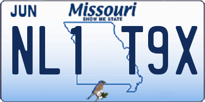 MO license plate NL1T9X