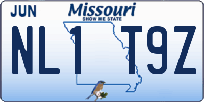 MO license plate NL1T9Z