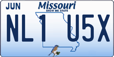MO license plate NL1U5X