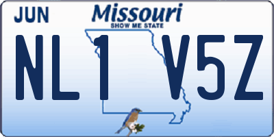 MO license plate NL1V5Z