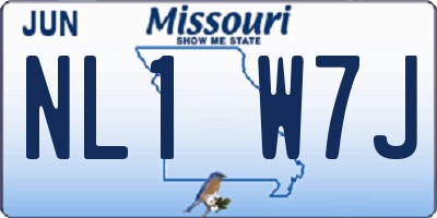 MO license plate NL1W7J