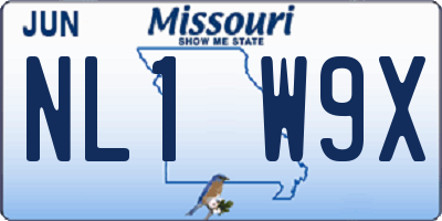 MO license plate NL1W9X