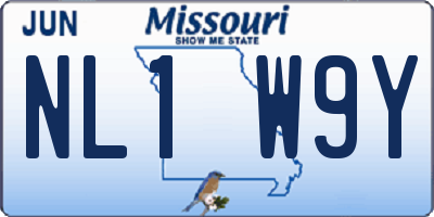 MO license plate NL1W9Y
