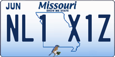 MO license plate NL1X1Z