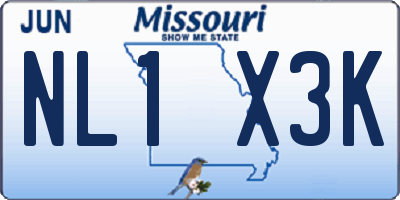 MO license plate NL1X3K