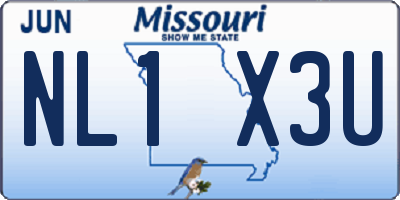 MO license plate NL1X3U