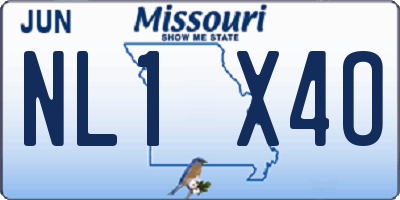 MO license plate NL1X4O