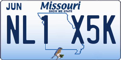 MO license plate NL1X5K