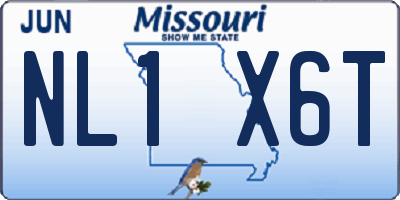 MO license plate NL1X6T