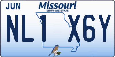 MO license plate NL1X6Y
