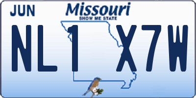 MO license plate NL1X7W