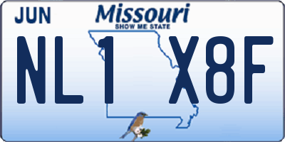 MO license plate NL1X8F