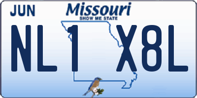 MO license plate NL1X8L