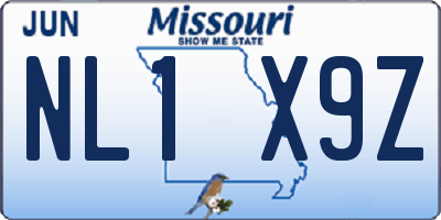 MO license plate NL1X9Z