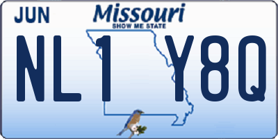 MO license plate NL1Y8Q
