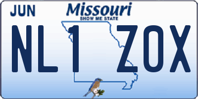 MO license plate NL1Z0X