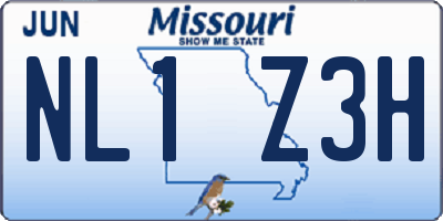 MO license plate NL1Z3H