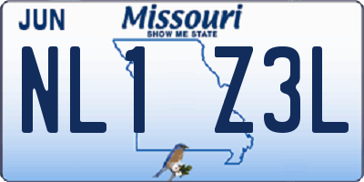 MO license plate NL1Z3L