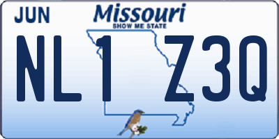 MO license plate NL1Z3Q