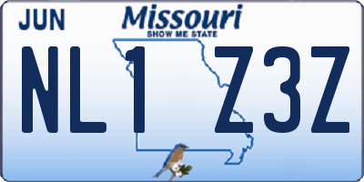 MO license plate NL1Z3Z