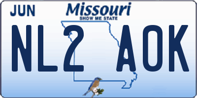MO license plate NL2A0K
