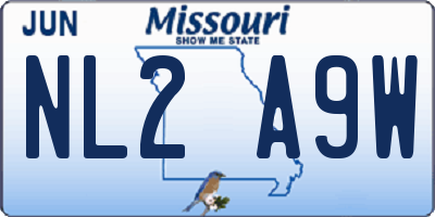 MO license plate NL2A9W