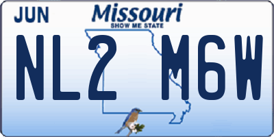 MO license plate NL2M6W