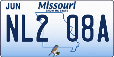 MO license plate NL2O8A