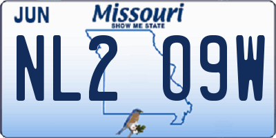 MO license plate NL2O9W