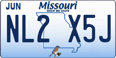 MO license plate NL2X5J
