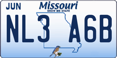 MO license plate NL3A6B