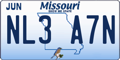 MO license plate NL3A7N