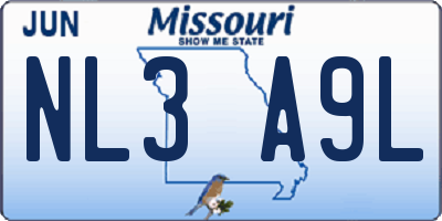 MO license plate NL3A9L