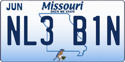 MO license plate NL3B1N