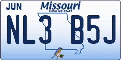 MO license plate NL3B5J