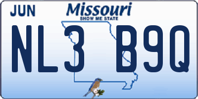 MO license plate NL3B9Q