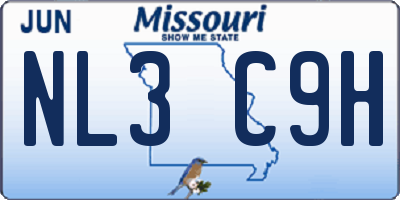 MO license plate NL3C9H