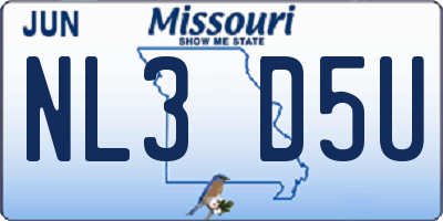 MO license plate NL3D5U