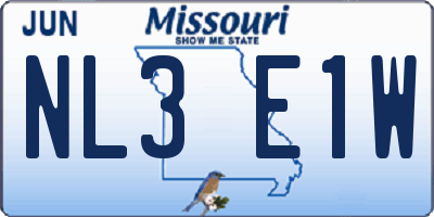 MO license plate NL3E1W