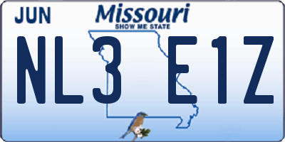 MO license plate NL3E1Z