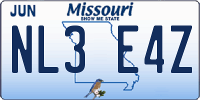 MO license plate NL3E4Z