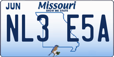 MO license plate NL3E5A