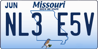 MO license plate NL3E5V