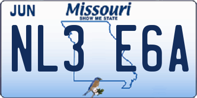 MO license plate NL3E6A