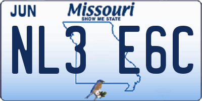 MO license plate NL3E6C