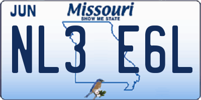 MO license plate NL3E6L