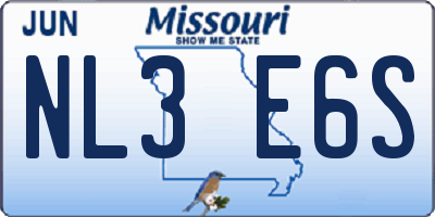 MO license plate NL3E6S