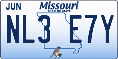 MO license plate NL3E7Y