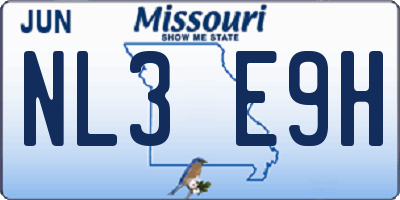 MO license plate NL3E9H